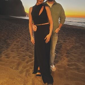 Amanda Uprichard Black Maxi Skirt Set Size M